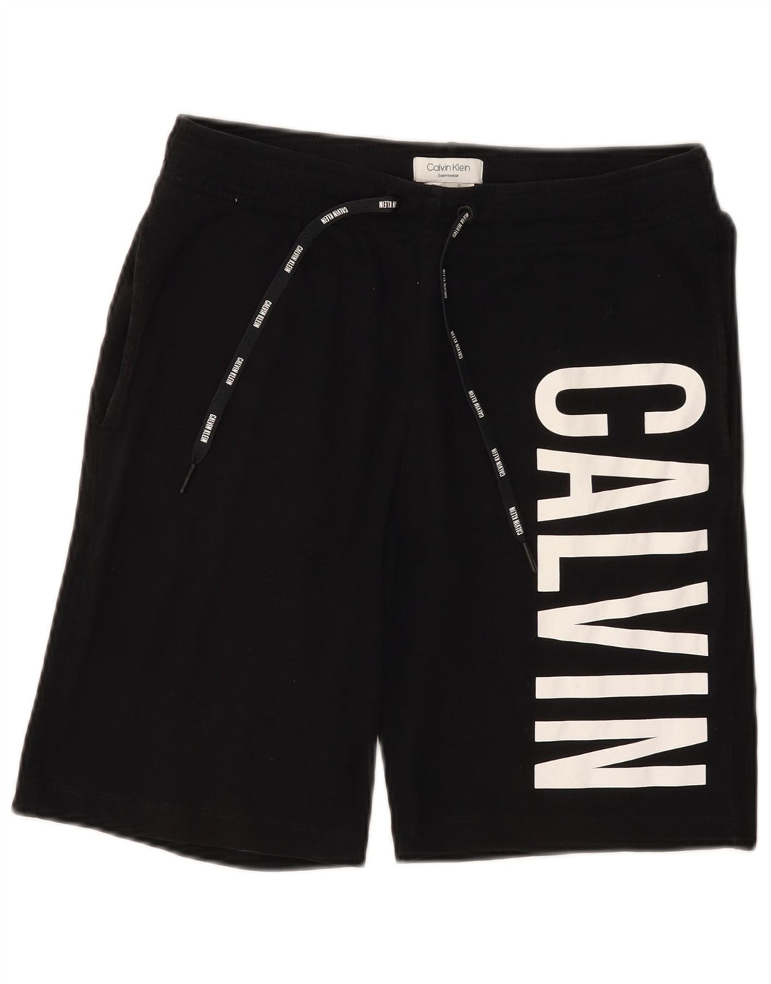 CALVIN KLEIN Mens Graphic Swimming Shorts Medium  Black Cotton