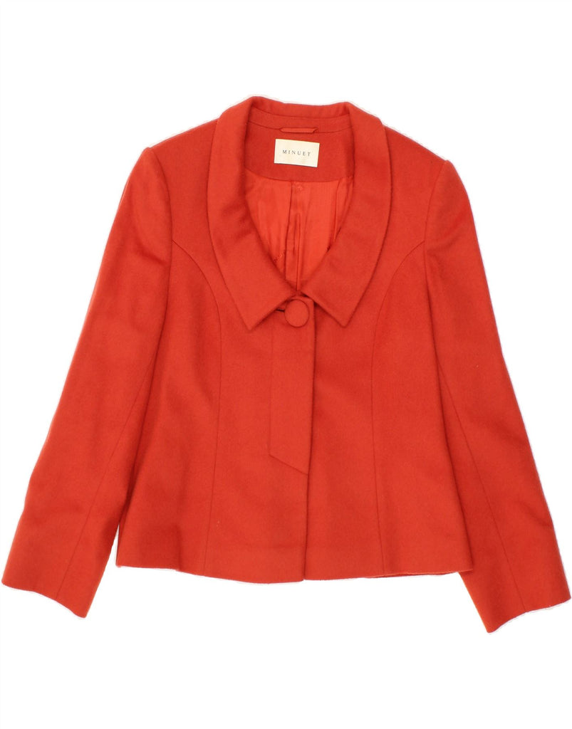 MINUET Womens Crop 1 Button Blazer Jacket UK 10 Smal  Red Wool Vintage Minuet and Second-Hand Minuet from Messina Hembry 