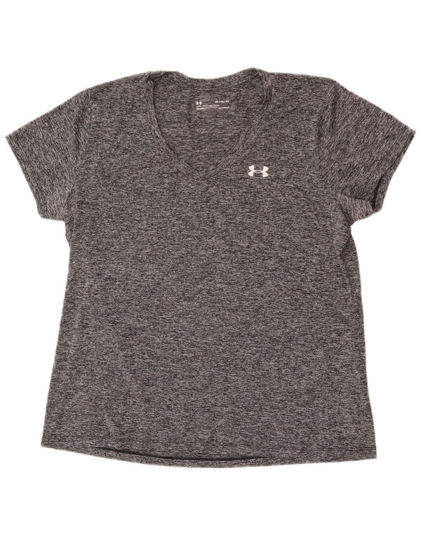 Under Armour Womens Heat Gear Loose Fit T-Shirt Top UK 18 XL Grey Flecked
