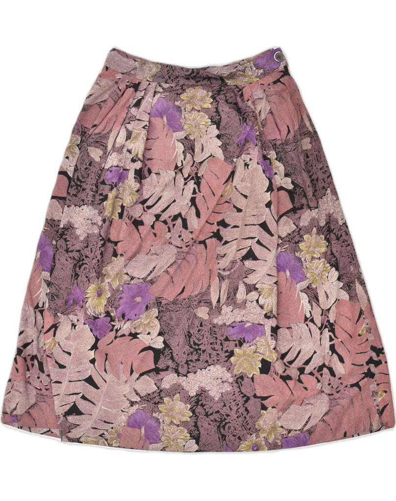 VINTAGE Womens A-Line Skirt W28 Medium Multicoloured Floral Viscose | Vintage Vintage | Thrift | Second-Hand Vintage | Used Clothing | Messina Hembry 