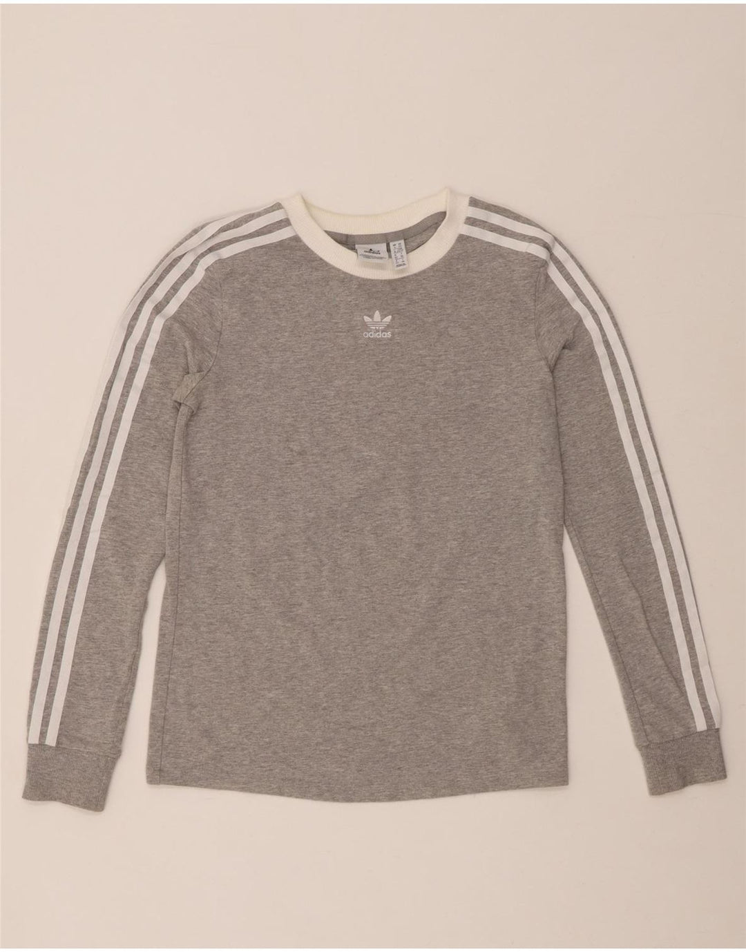 ADIDAS Womens Top Long Sleeve UK 6 XS Grey Flecked Cotton