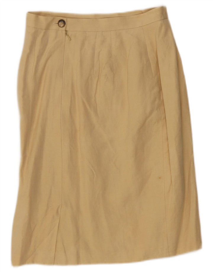 Marks & Spencer Womens A-Line Skirt UK 12 Medium W28 Beige Silk