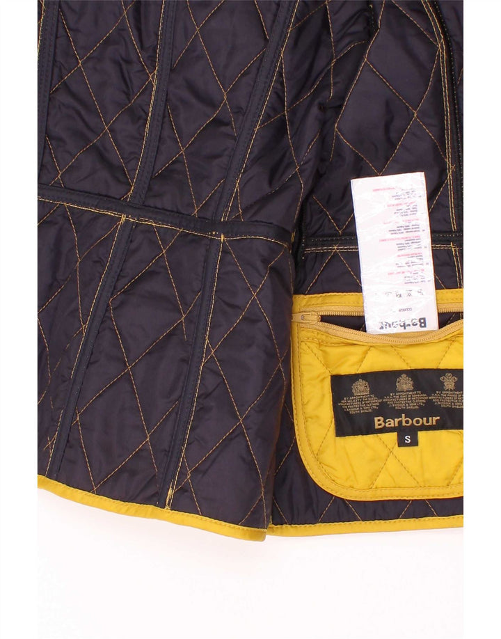 Barbour Girls Quilted Jacket 5-6 Years Small Yellow Colourblock Polyamide