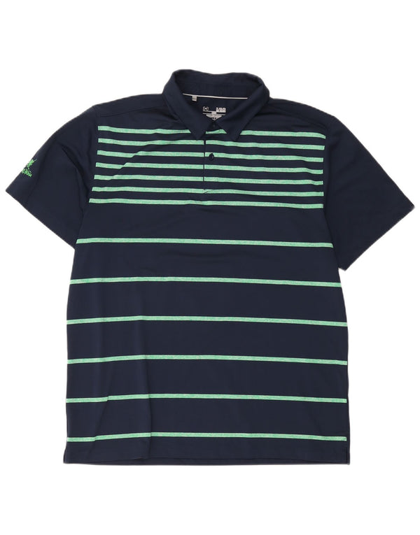 Under Armour Mens Heat Gear Polo Shirt XL Navy Blue Striped