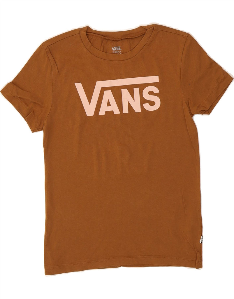 VANS Womens Graphic T-Shirt Top UK 6 XS Brown Cotton Vintage Vans and Second-Hand Vans from Messina Hembry 