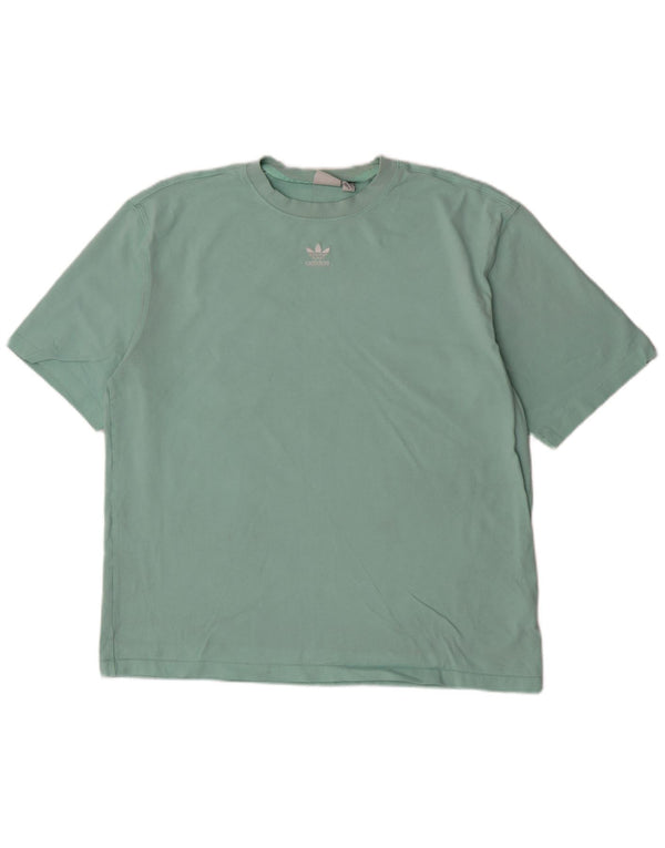 Adidas Womens Oversized T-Shirt Top UK 8/10 Small Green Cotton