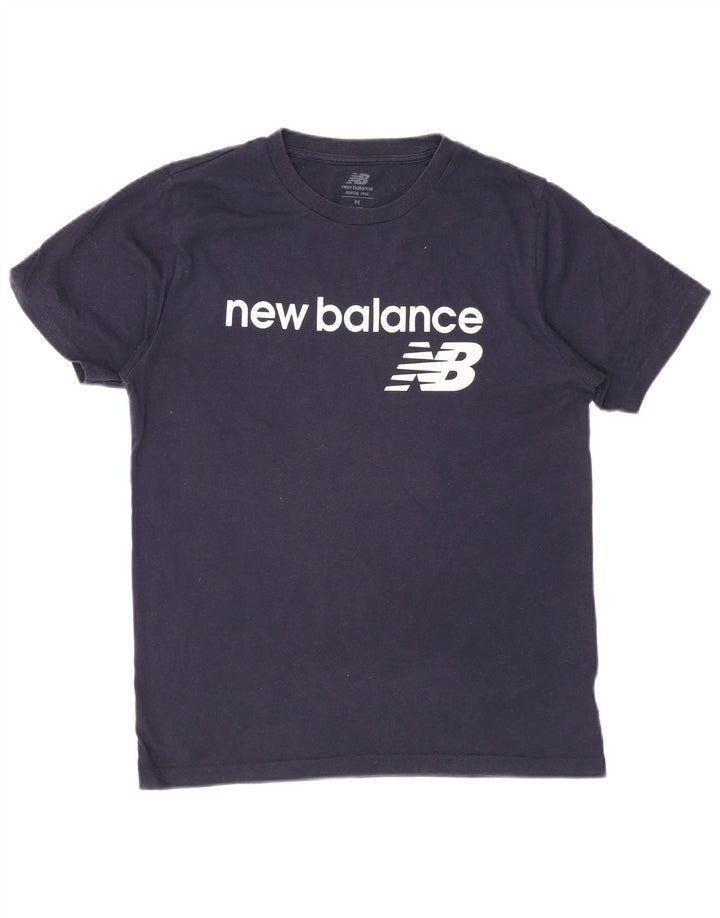 New Balance Mens Graphic T-Shirt Top Medium Navy Blue Cotton