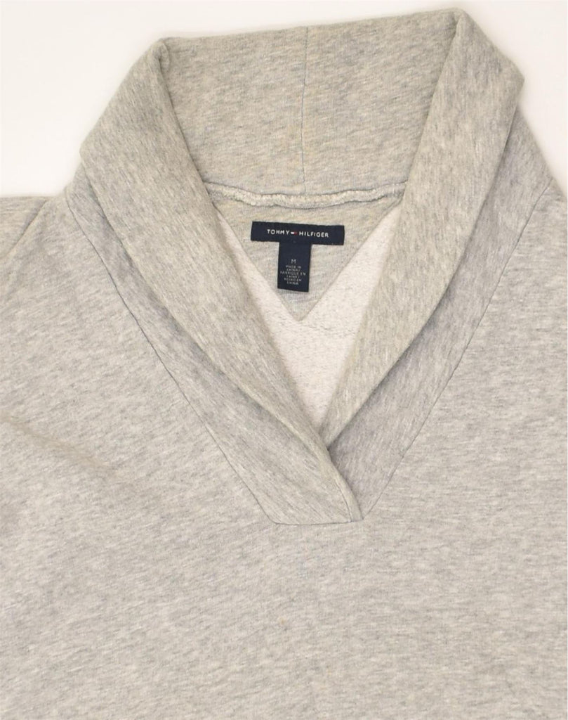 TOMMY HILFIGER Mens Shawl Neck Sweatshirt Jumper Medium Grey Cotton | Vintage Tommy Hilfiger | Thrift | Second-Hand Tommy Hilfiger | Used Clothing | Messina Hembry 