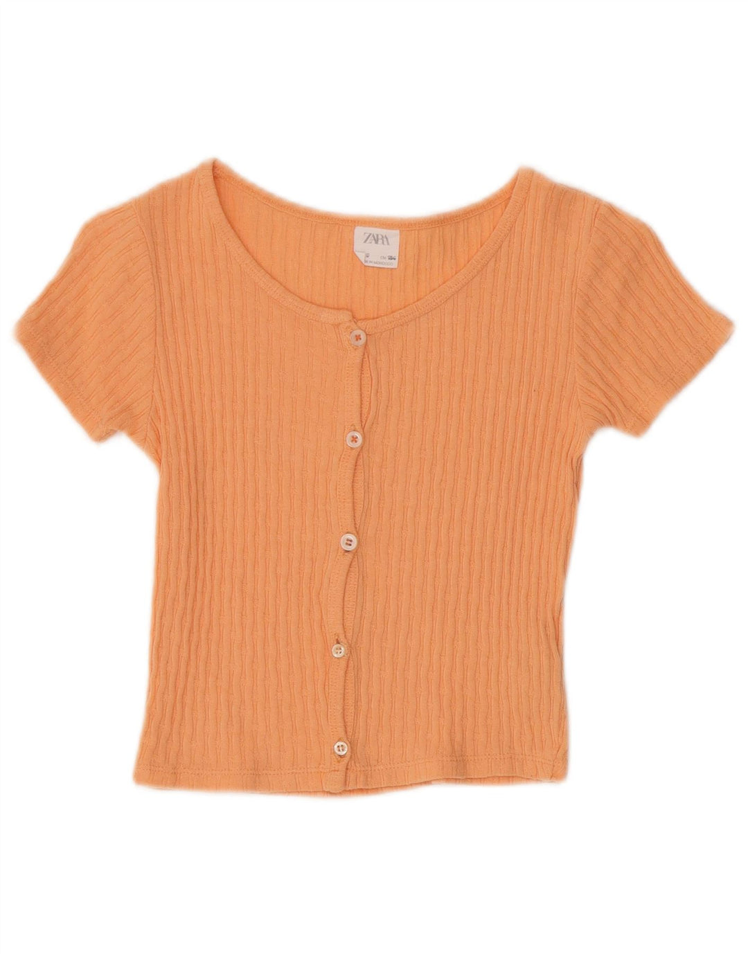 Zara Girls Short Sleeve Crop Top 8-9 Years Orange