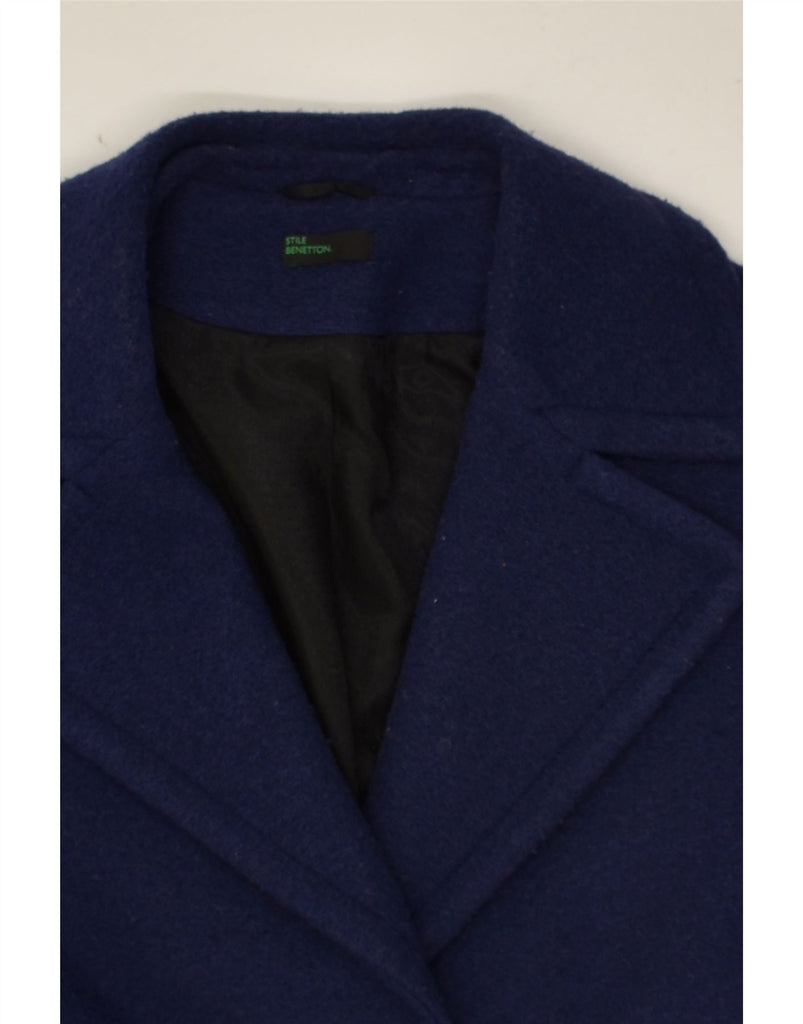 BENETTON Womens Overcoat UK 10 Small Navy Blue Polyester | Vintage Benetton | Thrift | Second-Hand Benetton | Used Clothing | Messina Hembry 