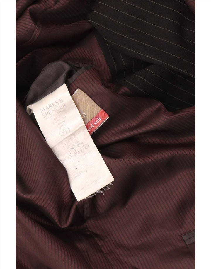 Marks & Spencer Mens 2 Button Blazer Jacket UK 42 Large Black Pinstripe