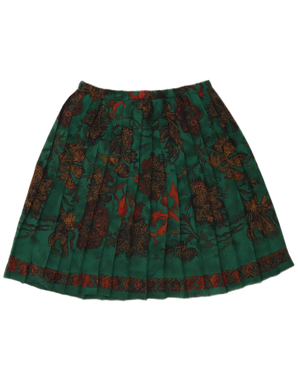 VINTAGE Womens Pleated Skirt W34 Large Green Floral