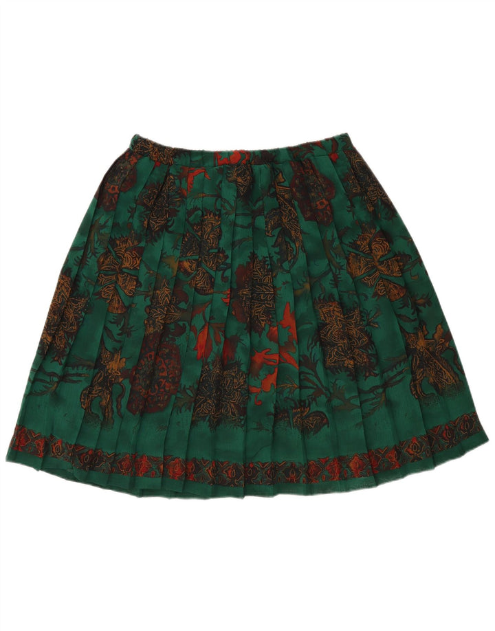 VINTAGE Womens Pleated Skirt W34 Large Green Floral