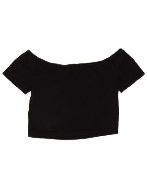 Calvin Klein Jeans Womens Crop Graphic T-Shirt Top UK 12 Medium Black