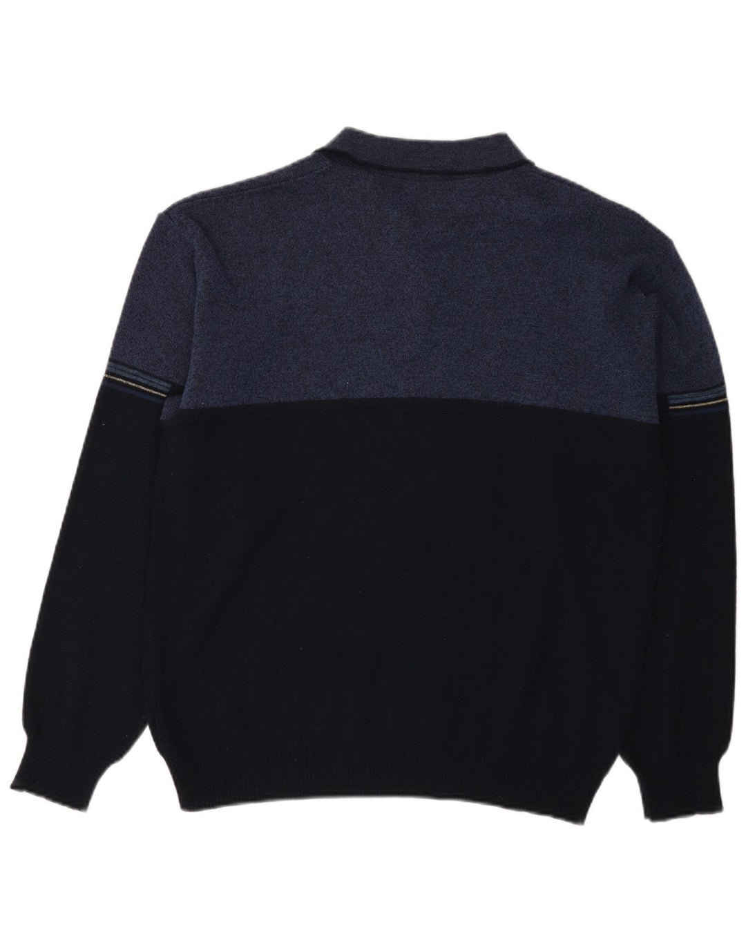 Via Cortesa Mens Polo Neck Jumper Sweater IT 48 Medium Navy Blue