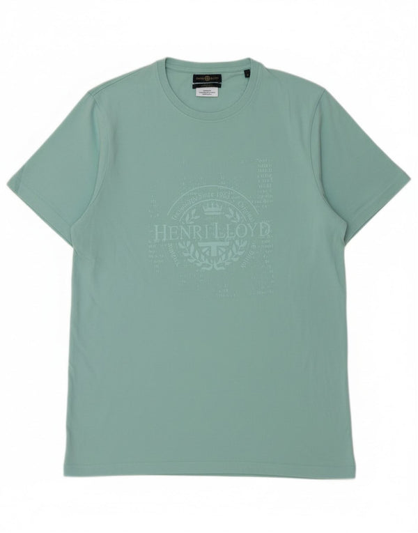 Henri Lloyd Mens Graphic T-Shirt Top Medium Turquoise Cotton
