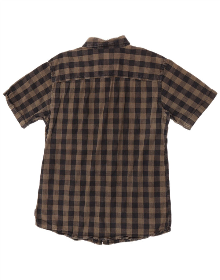 Jack & Jones Mens Regular Fit Shirt Medium Brown Gingham Cotton