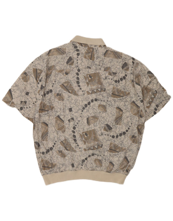 Malagrida Mens Abstract Pattern Short Sleeve Pullover Shirt XL Grey Viscose
