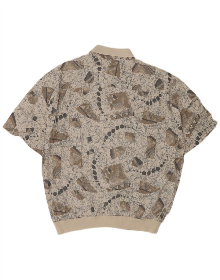 Malagrida Mens Abstract Pattern Short Sleeve Pullover Shirt XL Grey Viscose