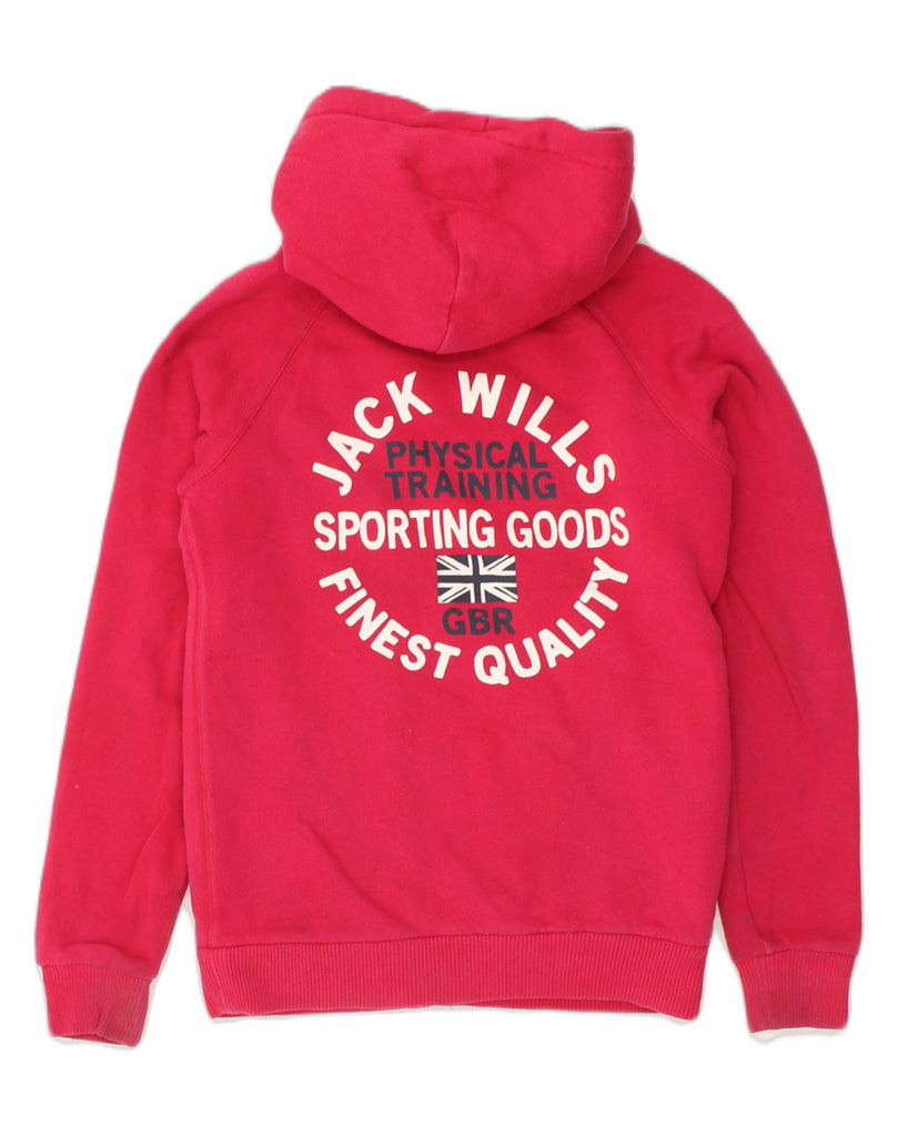 JACK WILLS Womens Sherpa Graphic Zip Hoodie Sweater UK 8 Small  Pink | Vintage Jack Wills | Thrift | Second-Hand Jack Wills | Used Clothing | Messina Hembry 