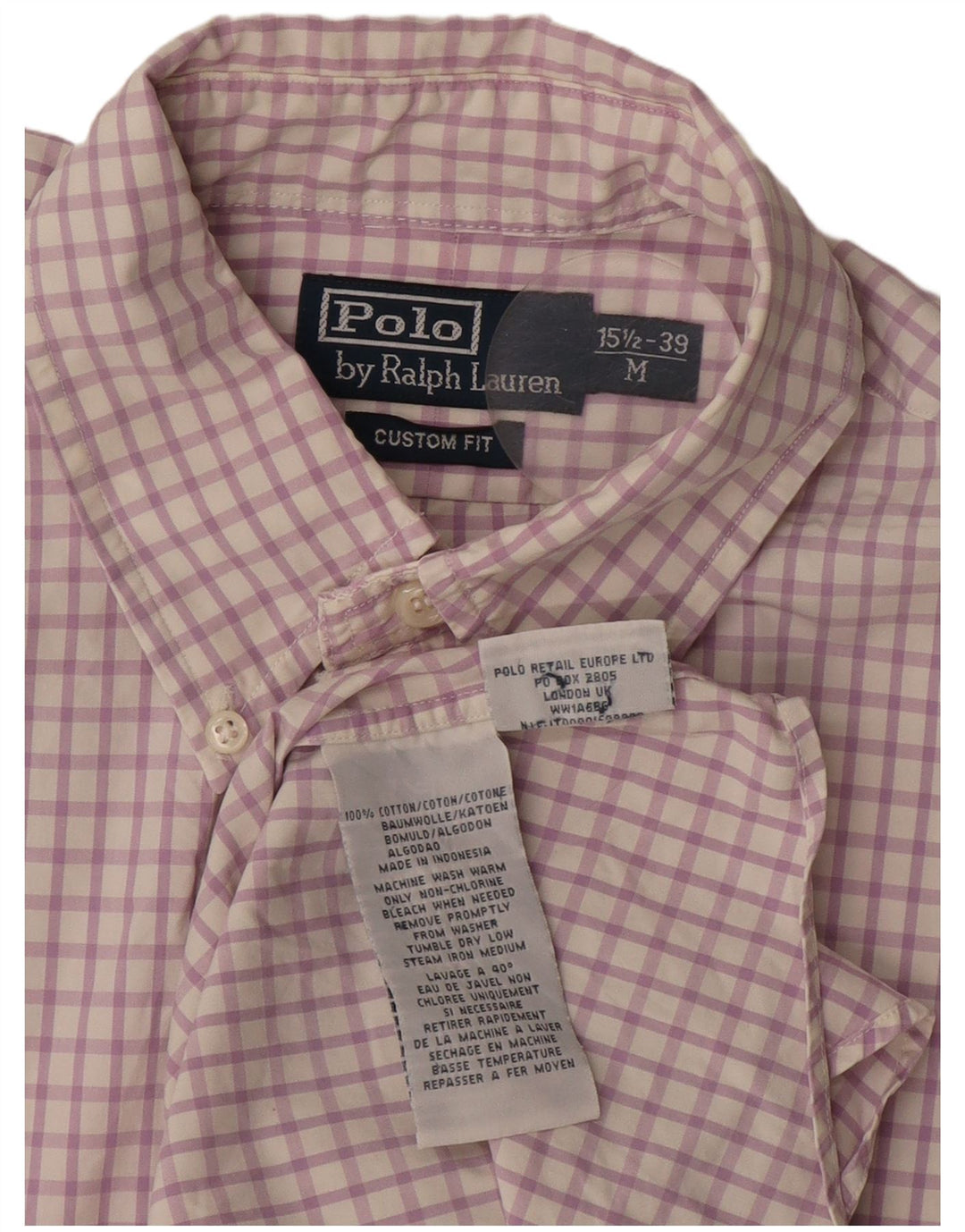 POLO RALPH LAUREN Mens Custom Fit Shirt Size 39 15 1/2 Medium Purple Check