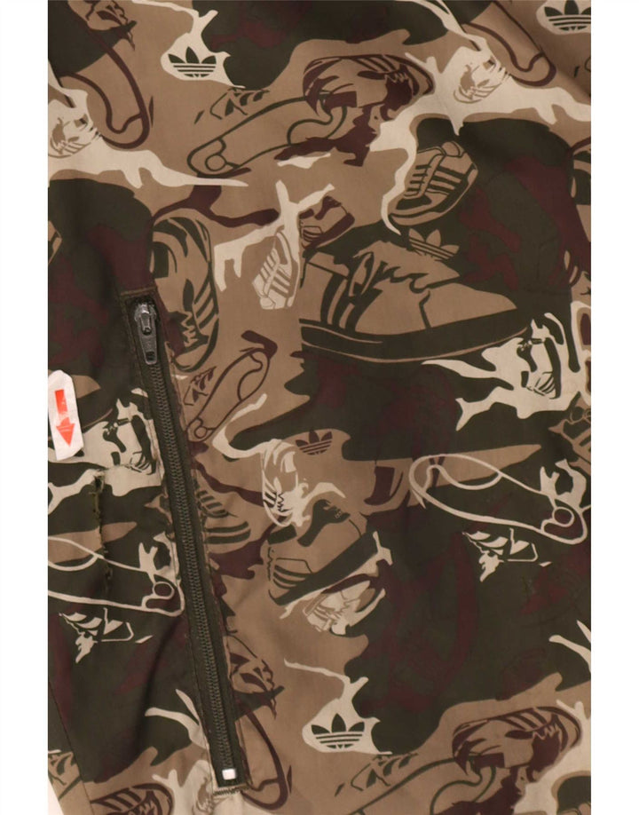 Adidas Mens Hooded Tracksuit Top Jacket Medium Khaki Camouflage Polyester