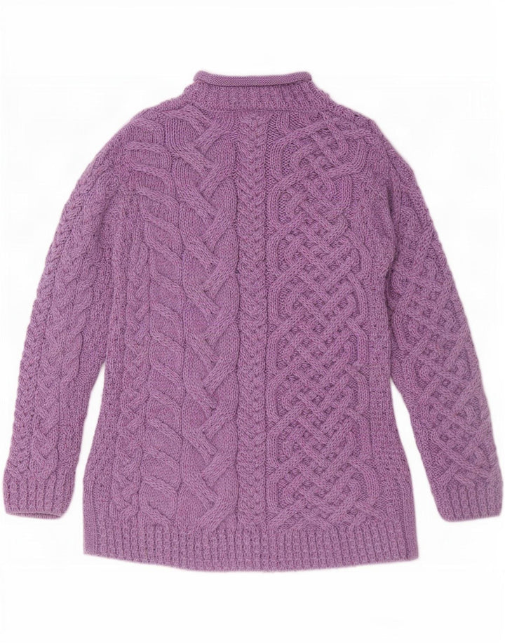 Aran Wollen Mills Womens Turtle Neck Jumper Sweater UK 14 Medium Purple