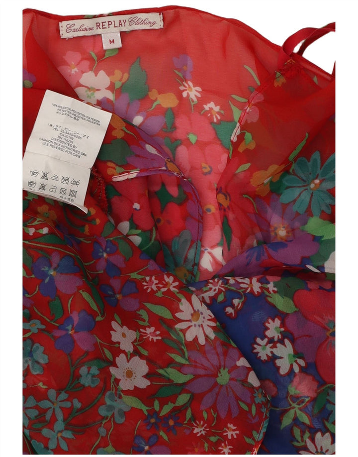 Replay Womens Blouse Top UK 14 Medium Red Floral Polyester
