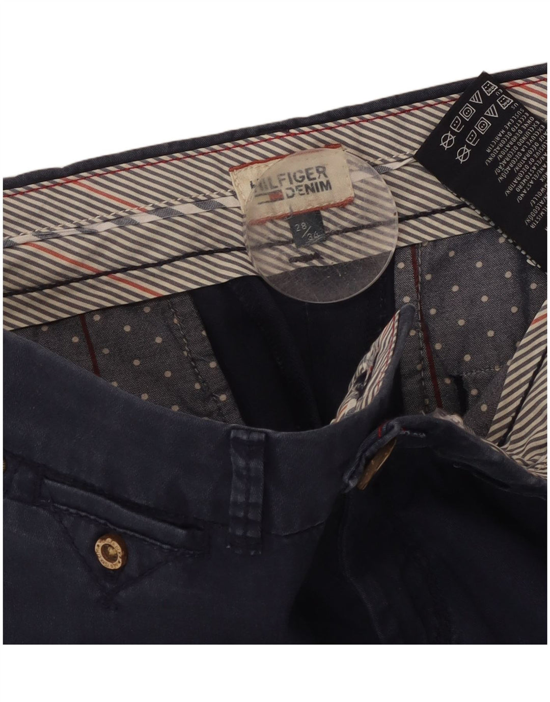 TOMMY HILFIGER Womens Slim Suit Trousers W28 L34 Navy Blue Cotton