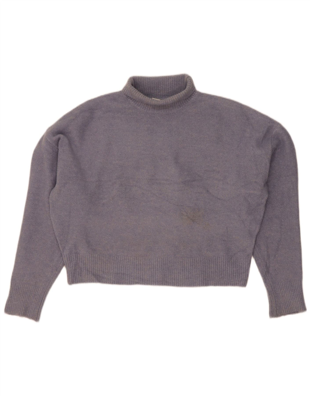 Zara Womens Crop Oversized Roll Neck Jumper Sweater UK 14 Medium Blue