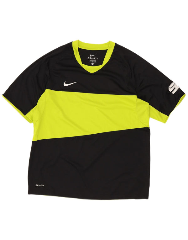 Nike Mens Dri Fit Graphic T-Shirt Top Large Black Colourblock Sports