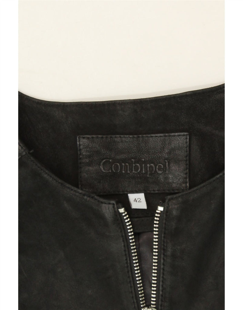 CONBIPEL Womens Leather Jacket IT 42 Medium Black Leather Vintage Conbipel and Second-Hand Conbipel from Messina Hembry 