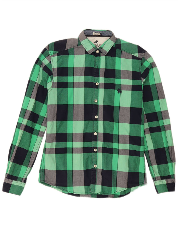 Jack & Jones Mens Flannel Shirt Small Green Check Cotton