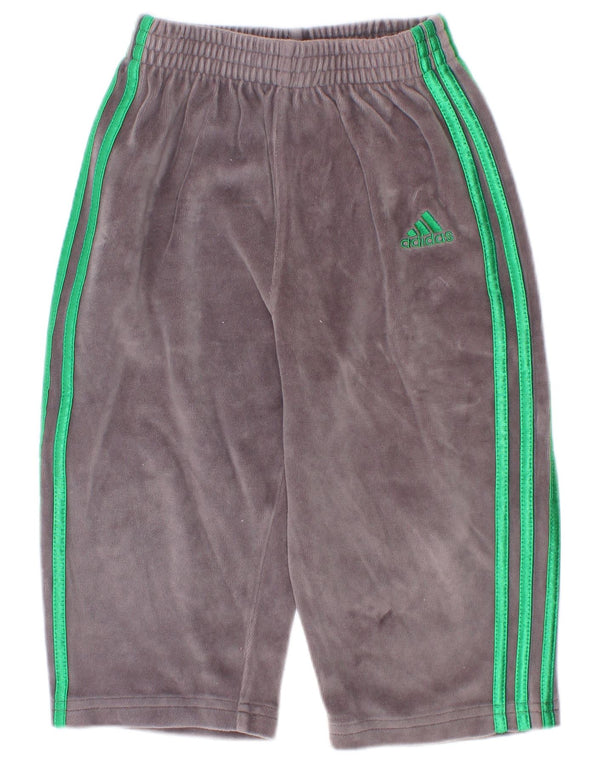 Adidas Baby Boys Velvet Tracksuit Trousers 18-24 Months Grey Cotton