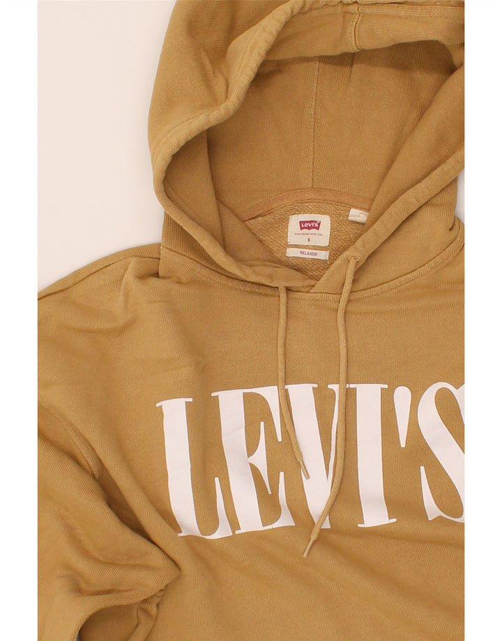 LEVI'S Mens Graphic Hoodie Jumper Small Beige Cotton Vintage Levi's and Second-Hand Levi's from Messina Hembry 