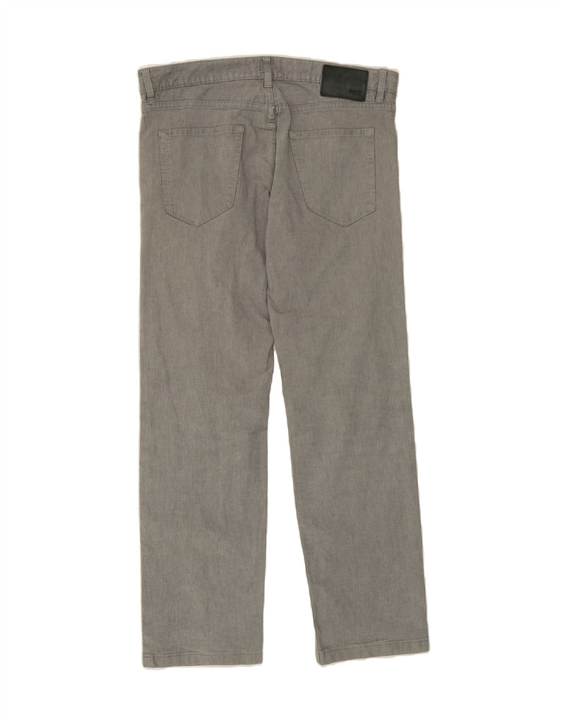 HUGO BOSS Mens Straight Casual Trousers W35 L31  Grey Herringbone Cotton Vintage Hugo Boss and Second-Hand Hugo Boss from Messina Hembry 