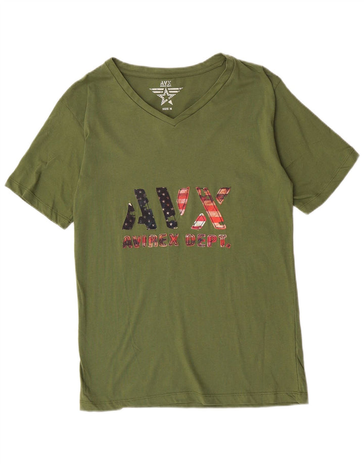 Avirex Mens Graphic T-Shirt Top Medium Khaki Cotton