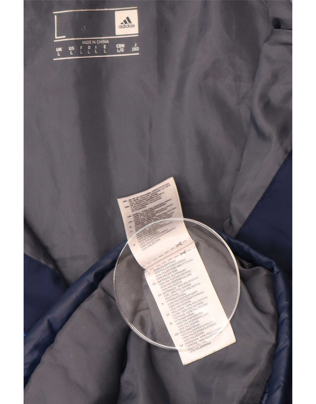 Adidas Mens Padded Jacket UK 40 Large Navy Blue Polyester