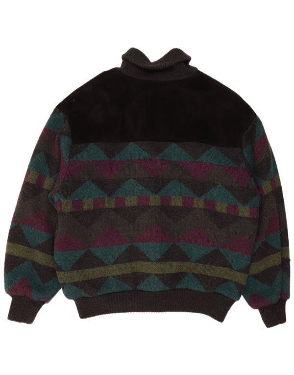 Angelo Litrico Mens Cardigan Sweater IT 56/58 XL Black Geometric Acrylic