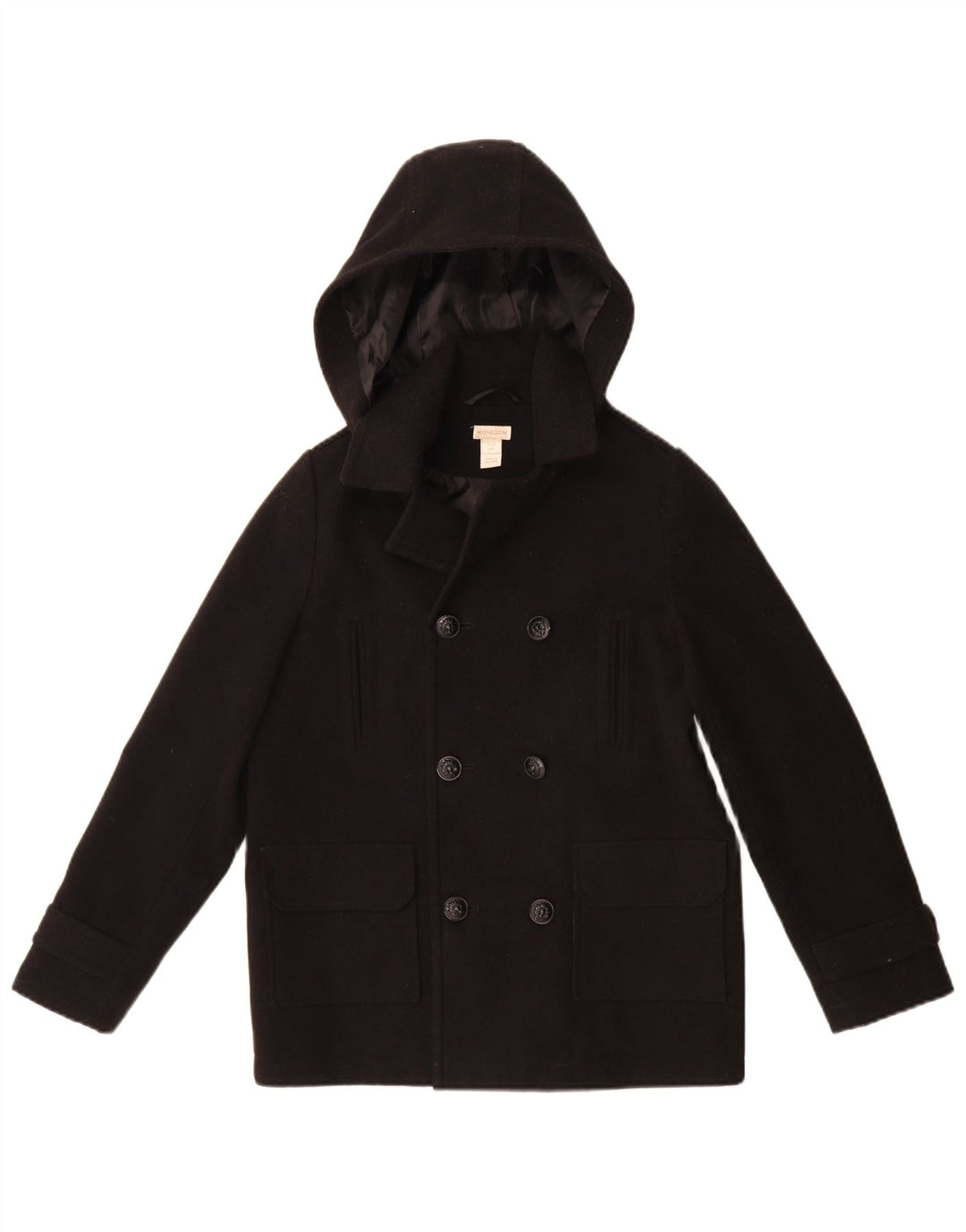 Monsoon Boys Hooded Pea Coat 11-12 Years Black Polyester