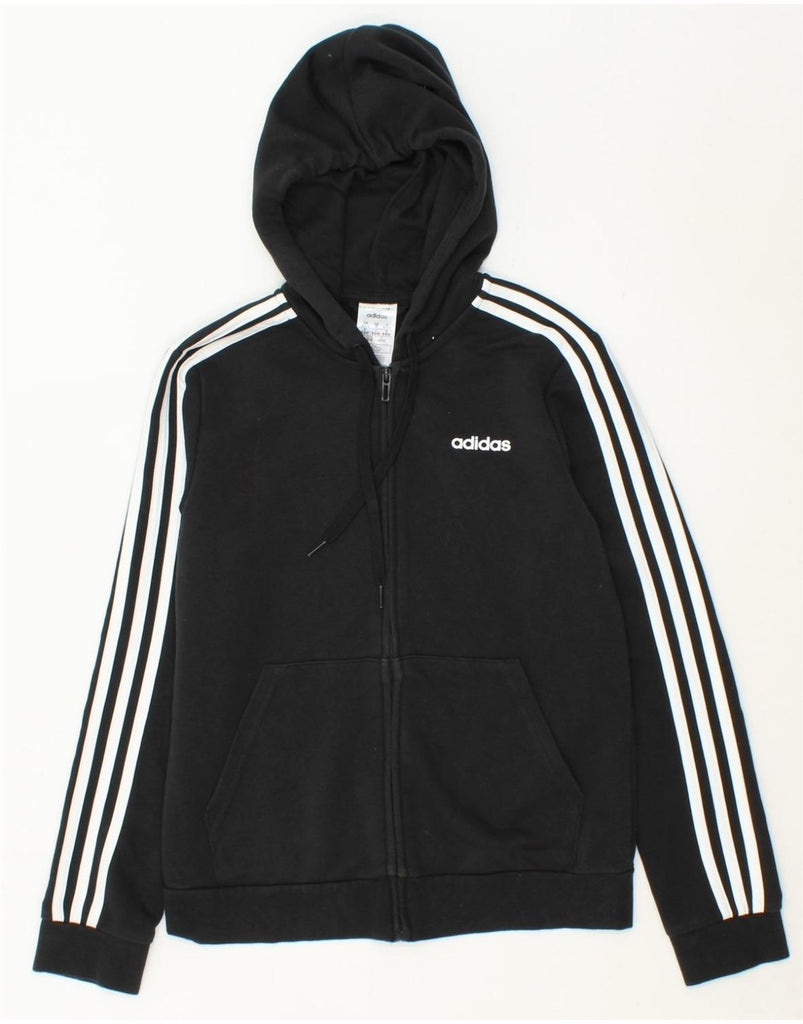 ADIDAS Womens Zip Hoodie Sweater UK 12/14 Medium Black Cotton Vintage Adidas and Second-Hand Adidas from Messina Hembry 