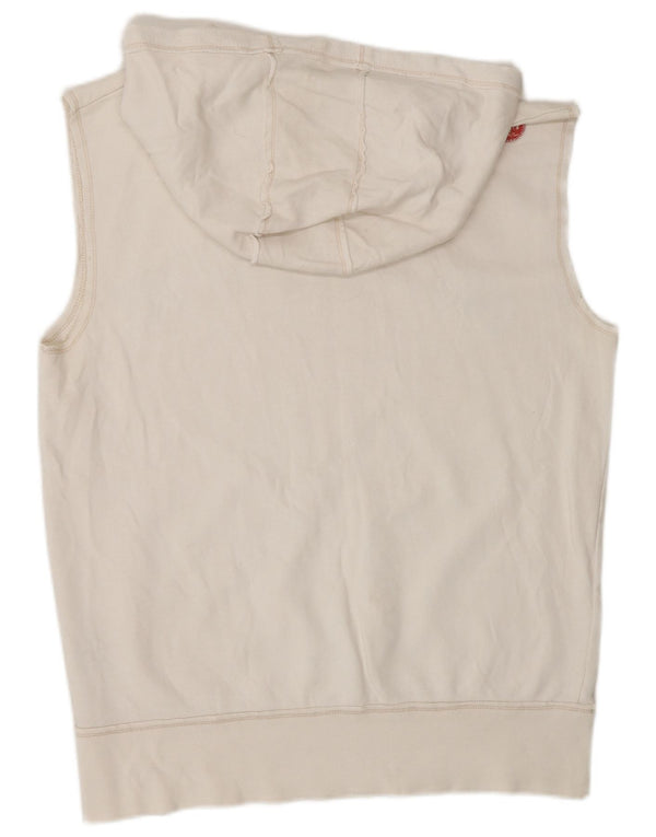 MURPHY & NYE Mens Hooded Graphic Vest Top Large Off White Cotton