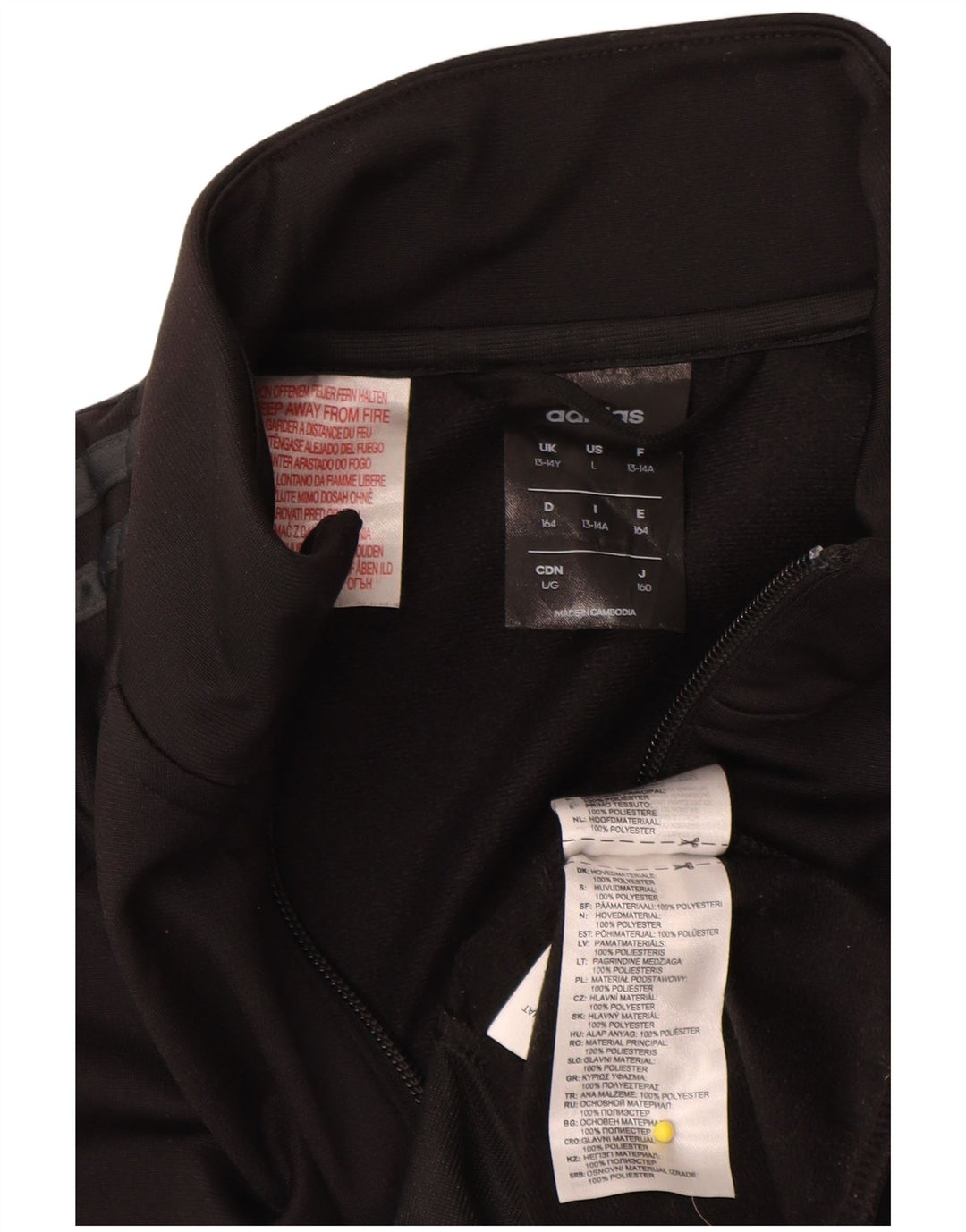 Adidas Boys Climalite Tracksuit Top Jacket 13-14 Years Black Polyester