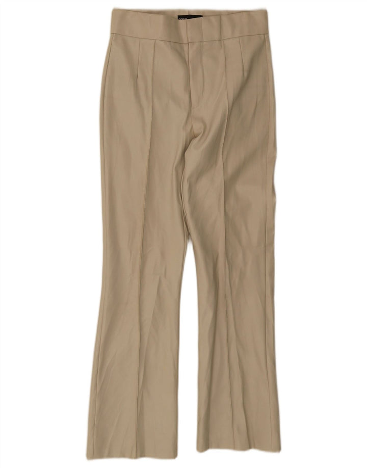 Zara Womens Straight Casual Trousers Small W26 L26 Beige Polyester