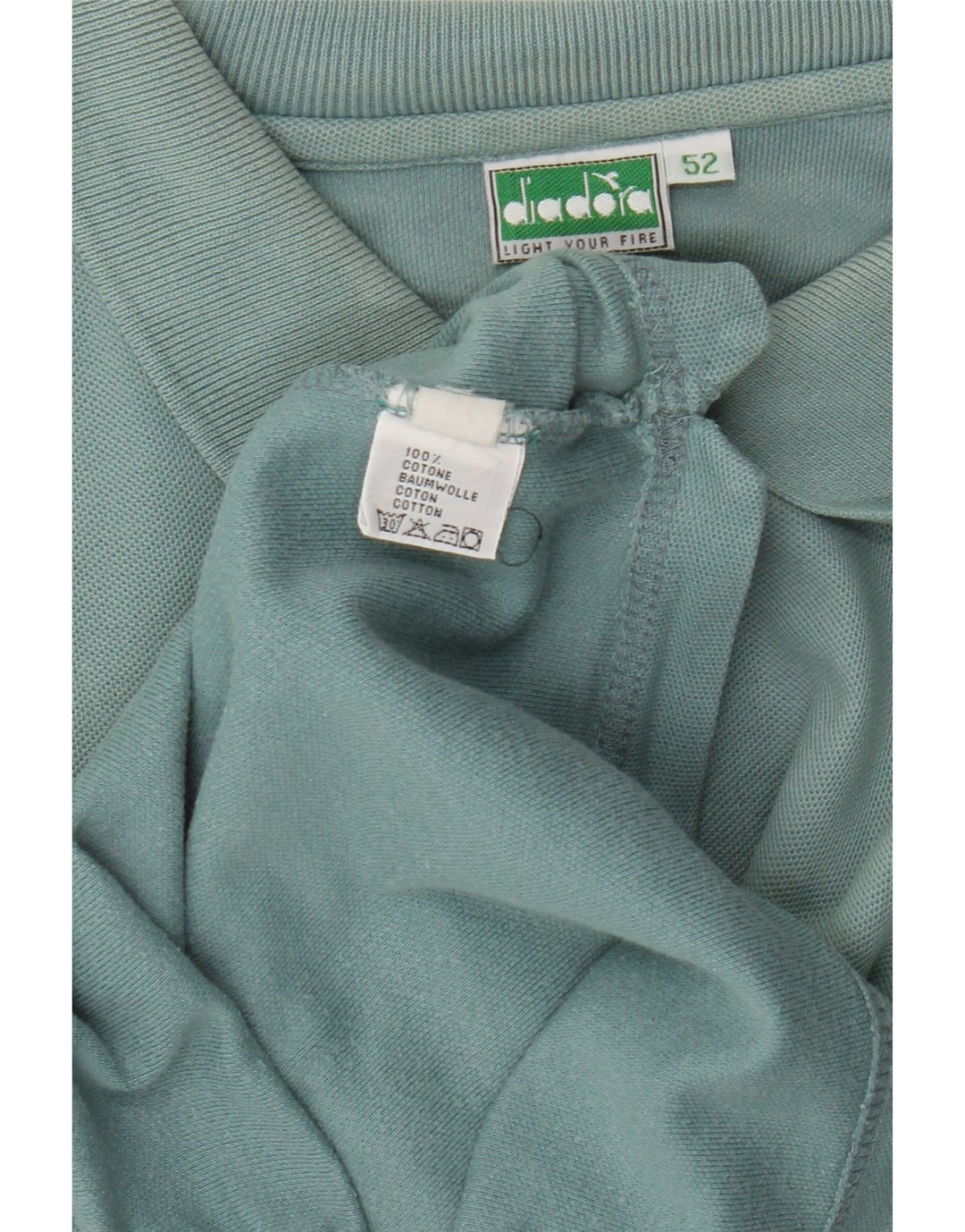 Diadora Mens Polo Shirt IT 52 Large Blue Cotton