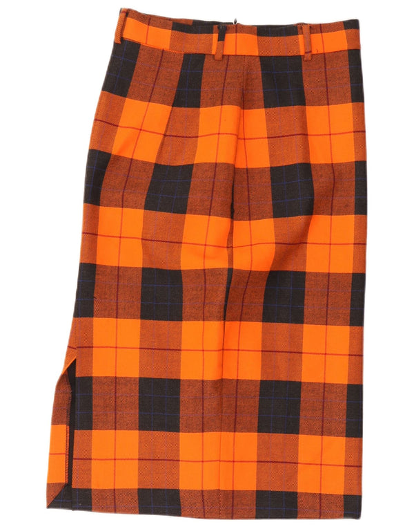 Vintage Womens Straight Skirt W30 Medium Orange Plaid