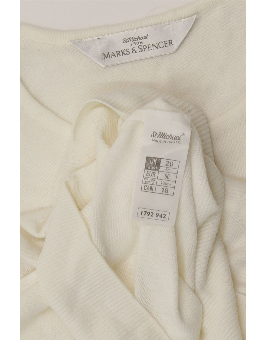 Marks & Spencer Womens Short Sleeve Blouse Top UK 20 2XL White Acrylic