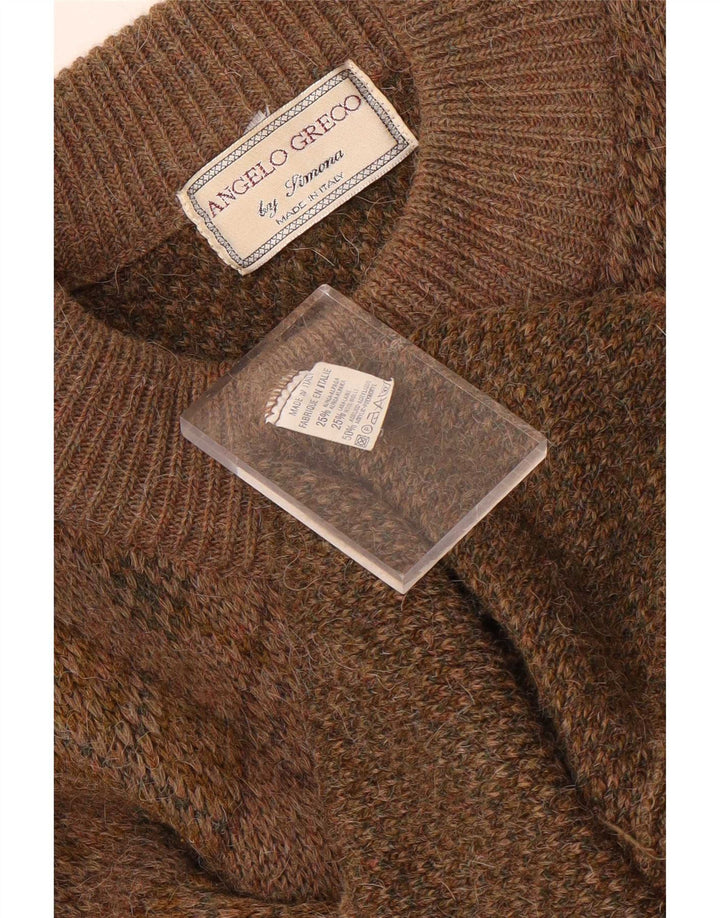 Angelo Greco Mens By Simona Cardigan Sweater Large Brown Argyle/Diamond