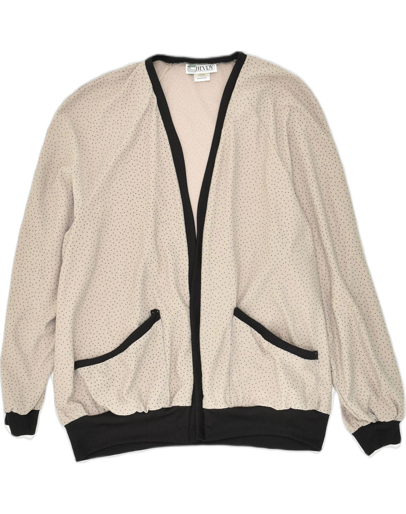 VINTAGE Womens Cardigan Top UK 22 3XL Beige Spotted Polyester | Vintage Vintage | Thrift | Second-Hand Vintage | Used Clothing | Messina Hembry 