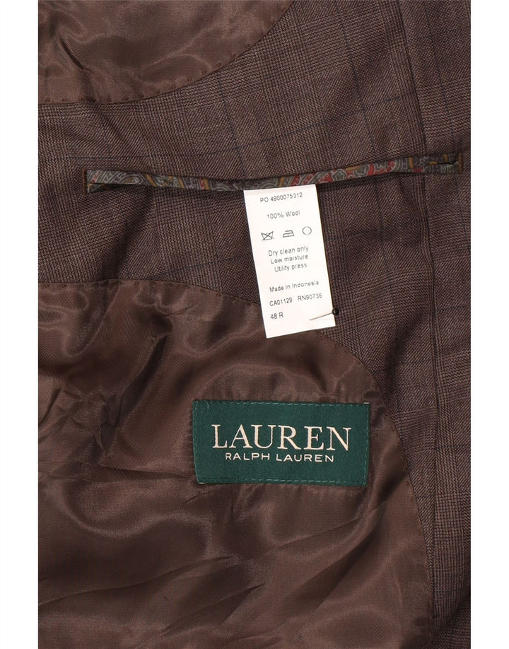 Ralph Lauren Mens 2 Button Blazer Jacket UK 48 3XL Brown Check Wool